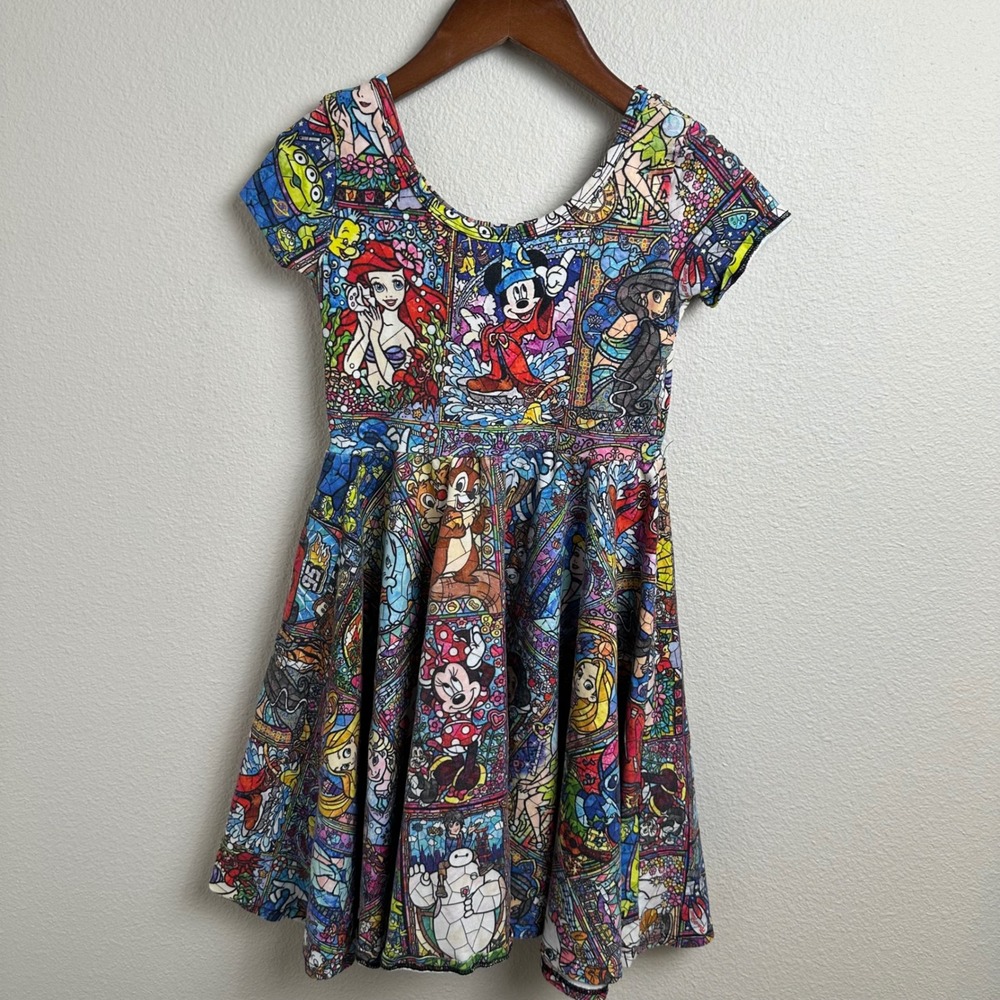 Wild Rich Kids Disney Stained Glass Skater Dress 9/10 Regular Multicolor Print
